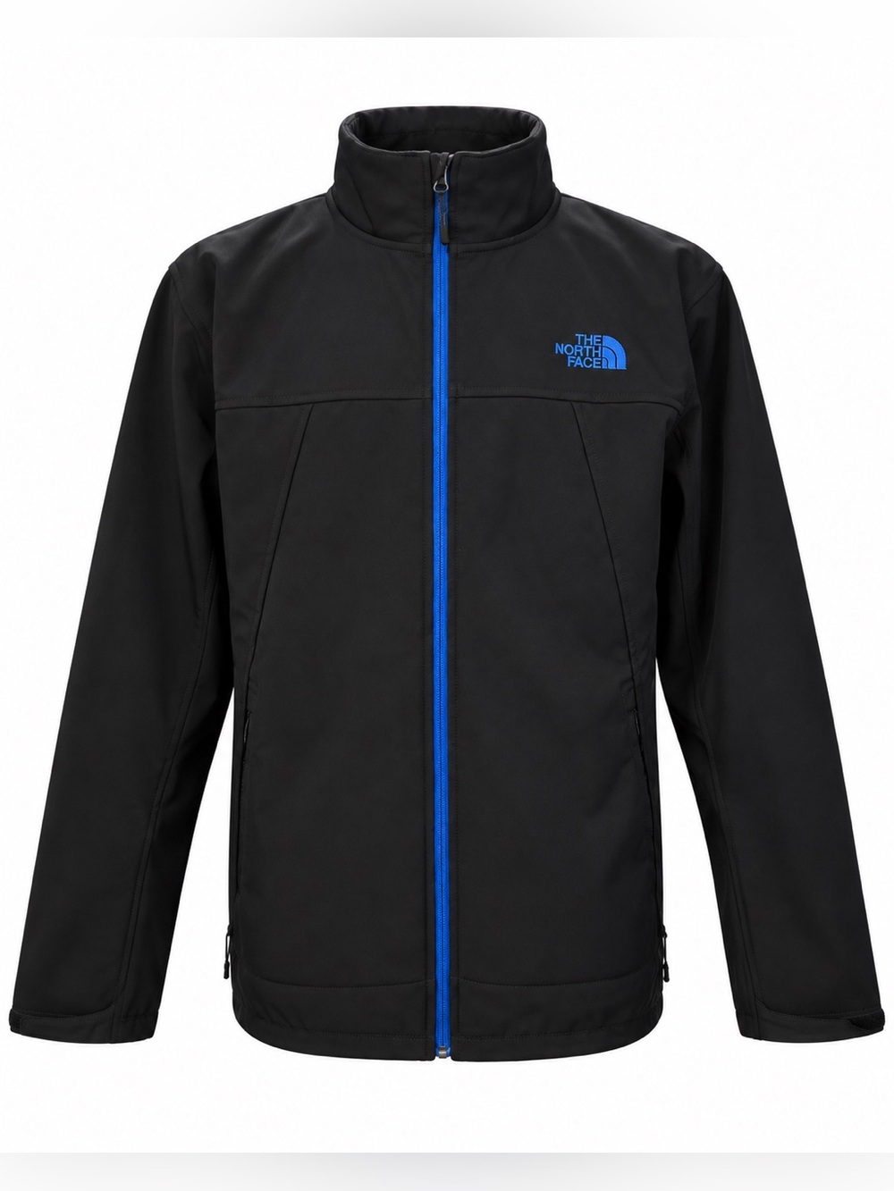 The North Face Black Jacket with Blue Zipper and Logo- Size XL
